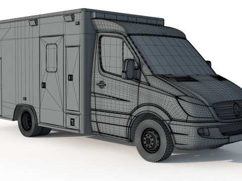 Mercedes Benz Sprinter Krankenwagen Ambulance Modello 3D