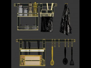 kitchen storage system with decor Modello 3D