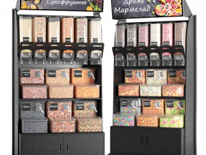 stillage dengan permen kacang dan buah-buahan Model 3D