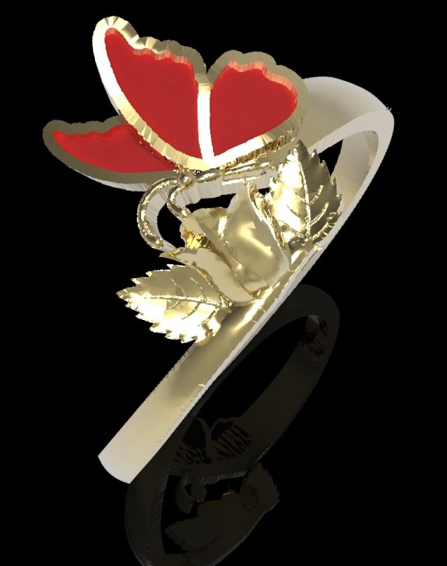 butterfly ring 3D प्रिंट मॉडल .c4d .max .obj .3ds .fbx .stl .blend 