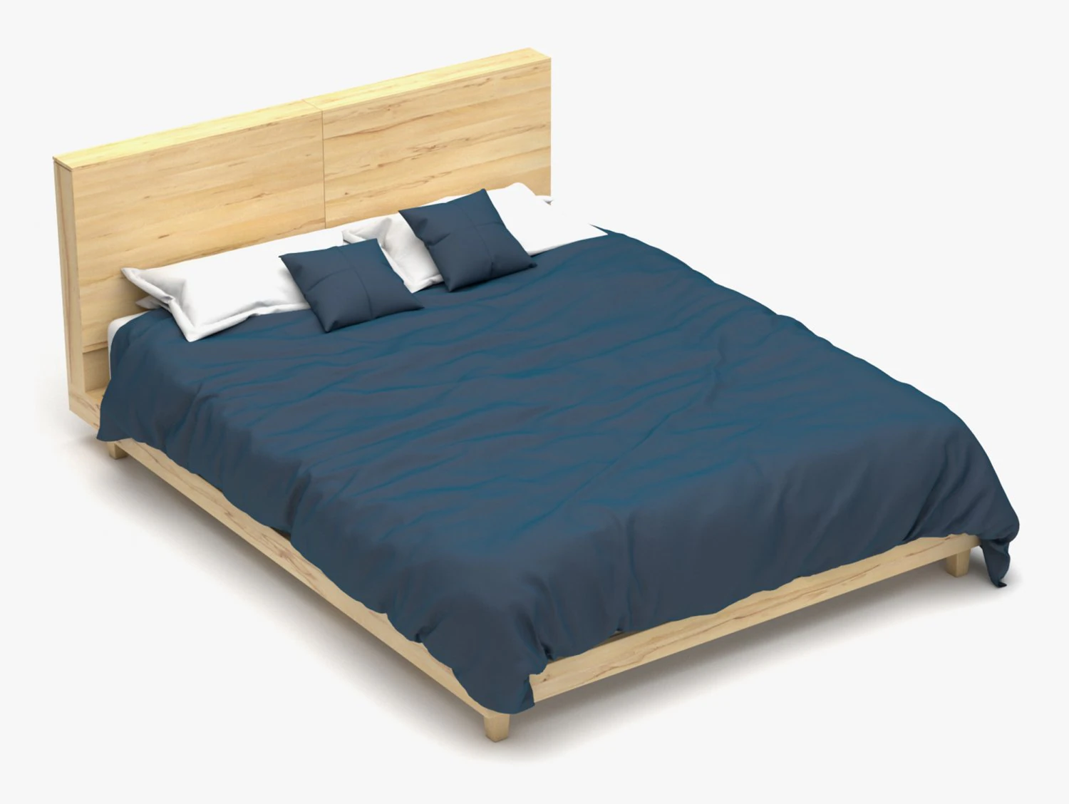 wooden bed set 3D Model .c4d .max .obj .3ds .fbx .stl .blend 