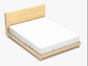 wooden bed set 3D Model