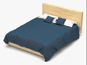 wooden bed set 3D Model