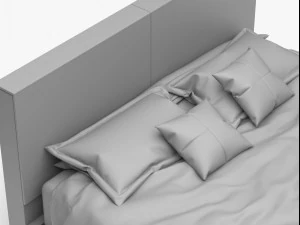wooden bed set 3D Model