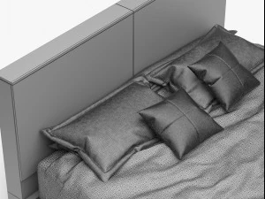 wooden bed set 3D Model