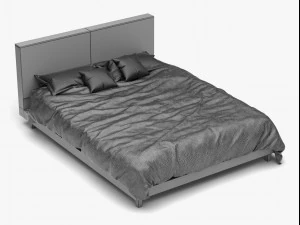 wooden bed set 3D Model
