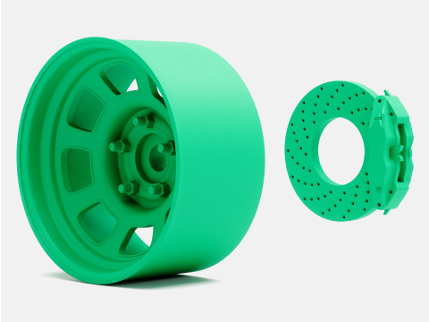 1-24 Scale 15x8 Bassett D-Hole Wheel and Brake Modelo de impresión 3D