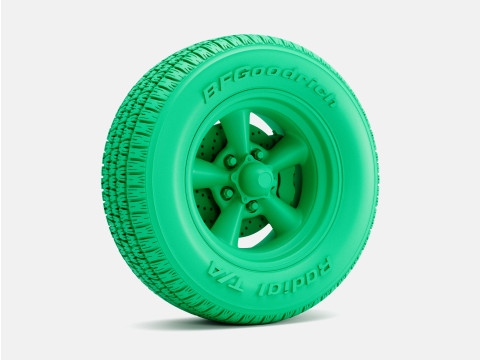 1-24 Scale 15x8 Torq Thrust D Wheel BFGoodrich Radial T-A Tire and Brake Set Modelo de Impressão 3D