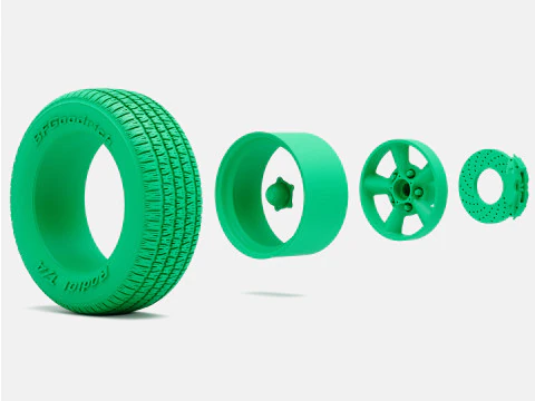 1-24 Scale 15x8 Torq Thrust D Wheel BFGoodrich Radial T-A Tire and Brake Set 3D Print Model