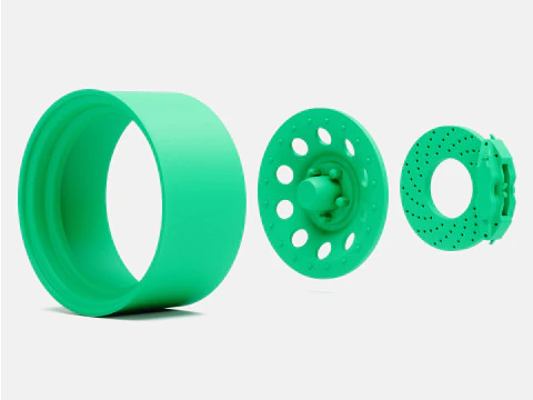 1-24 स्केल 15x8 गोल्ड नगेट व्हील और ब्रेक 3D प्रिंट मॉडल