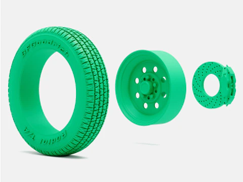 1-24 Scale 15x5 15x7 15x8 15x10 Weld Draglite Wheels BFGoodrich Radial Tires 3D Print Model