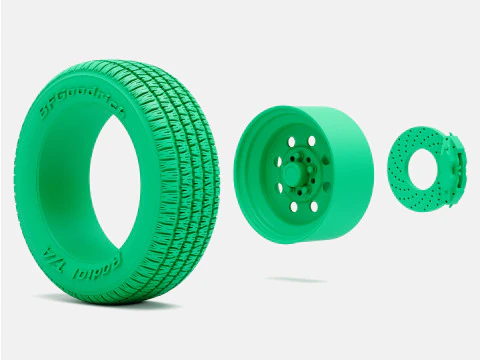 1-24 Scale 15x5 15x7 15x8 15x10 Weld Draglite Wheels BFGoodrich Radial Tires 3D Print Model