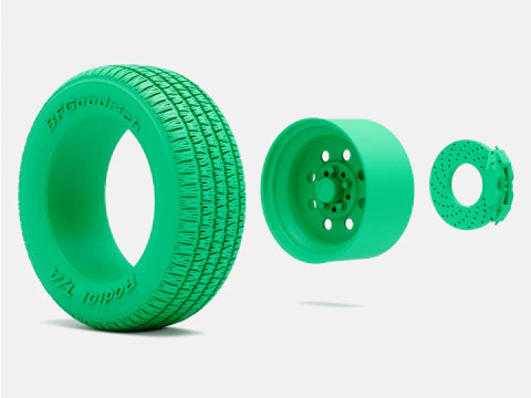1-24 Scale 15x5 15x7 15x8 15x10 Weld Draglite Wheels BFGoodrich Radial Tires 3D Print Model