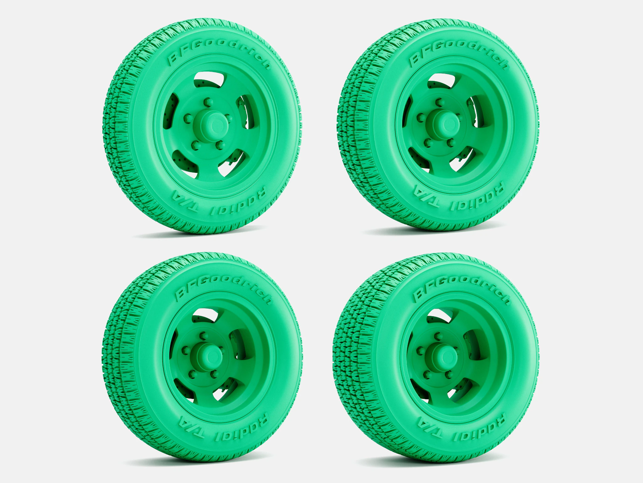 1-24 Scale 15x5 15x7 15x8 15x10 US Indy Mag Wheels BFGoodrich Radial Tires 3D Print Model .c4d .max .obj .3ds .fbx .stl .blend 