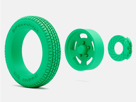 1-24 Scale 15x5 15x7 15x8 15x10 US Indy Mag Wheels BFGoodrich Radial Tires 3D 프린트 모델