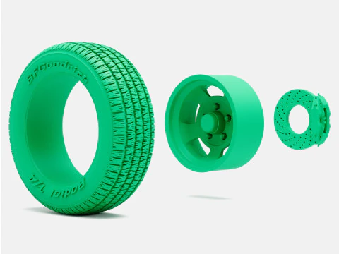 1-24 Scale 15x5 15x7 15x8 15x10 US Indy Mag Wheels BFGoodrich Radial Tires 3D Print Model