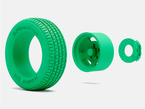 1-24 Scale 15x5 15x7 15x8 15x10 US Indy Mag Wheels BFGoodrich Radial Tires 3D 프린트 모델
