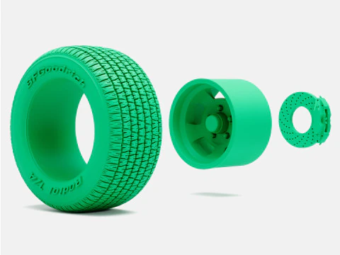 1-24 Scale 15x5 15x7 15x8 15x10 US Indy Mag Wheels BFGoodrich Radial Tires 3D Print Model