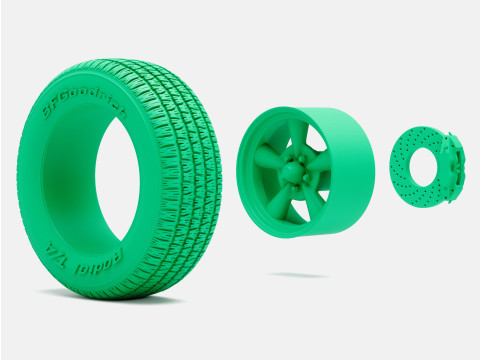1-24 Scale 15x8 Pacer Supreme Wheel BFGoodrich Radial T-A Tire Modelo de impresión 3D