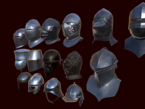 medieval helmets pack 3D Model