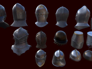 medieval helmets pack 3D Model