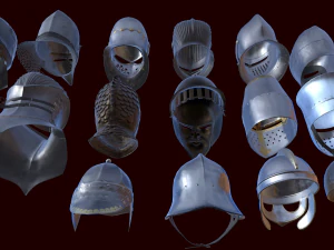 medieval helmets pack 3D Model