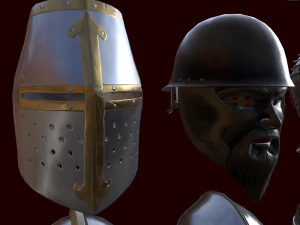 medieval helmets pack 3D Model