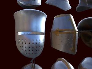 medieval helmets pack 3D Model