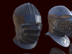 medieval helmets pack 3D Model