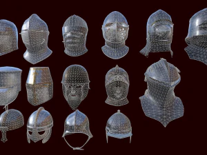medieval helmets pack 3D Model