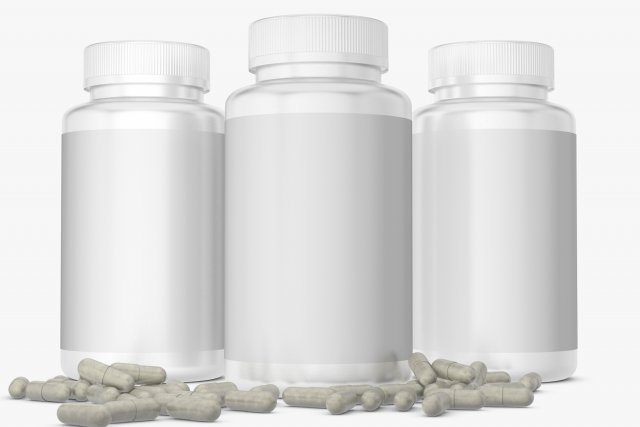 bottle with capsules 3D मॉडल .c4d .max .obj .3ds .fbx .stl .blend 