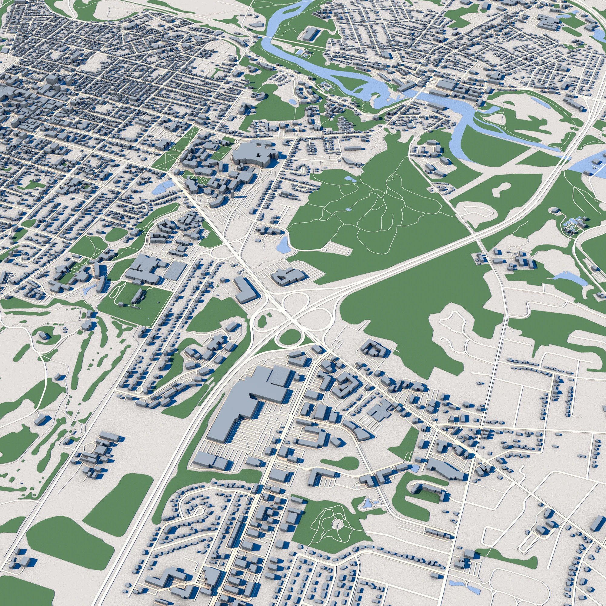 Cityscape Burlington Vermont USA 3D Model .c4d .max .obj .3ds .fbx .stl .blend 