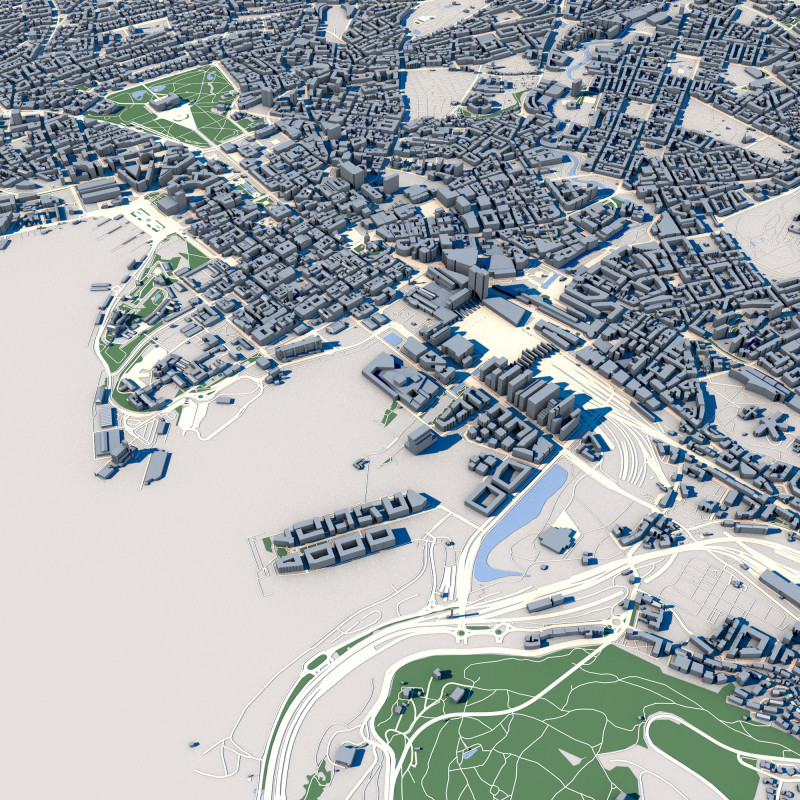 Cityscape Oslo Norway 3Dモデル .c4d .max .obj .3ds .fbx .stl .blend