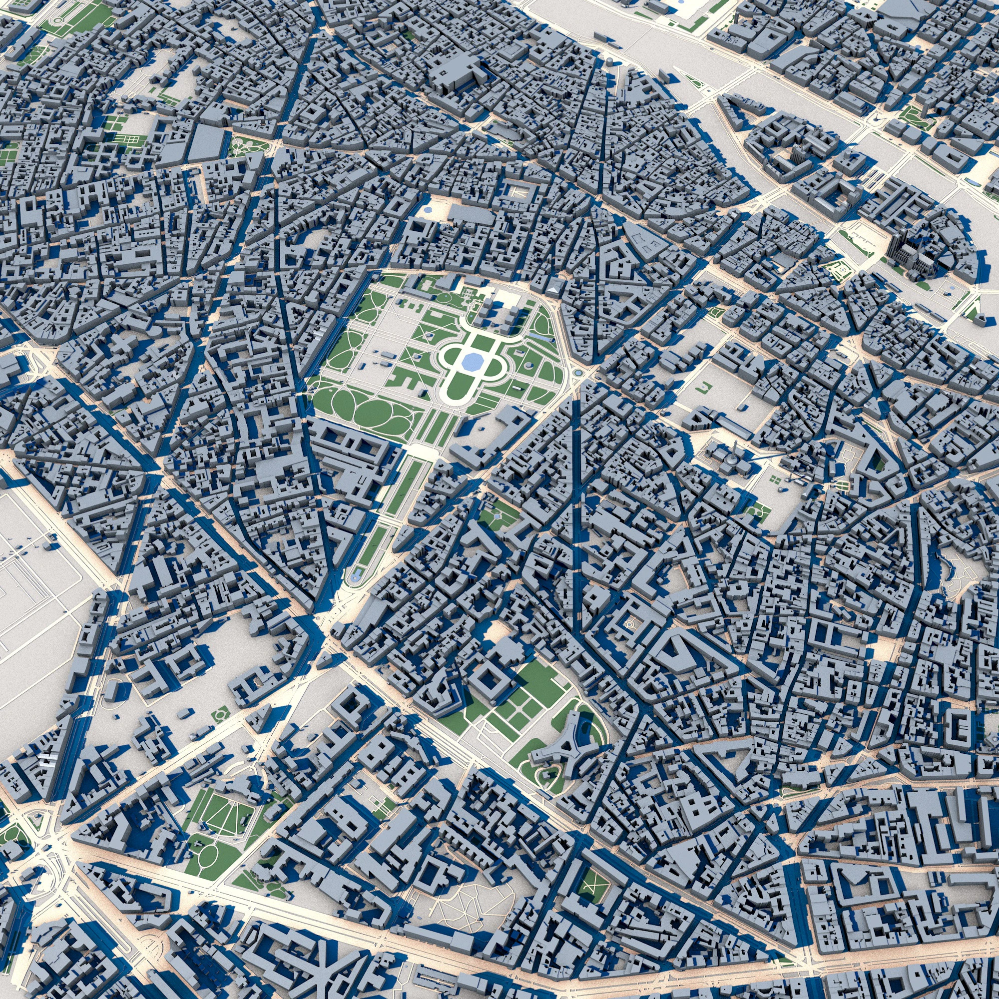 Cityscape Paris France 3D Model .c4d .max .obj .3ds .fbx .stl .blend 