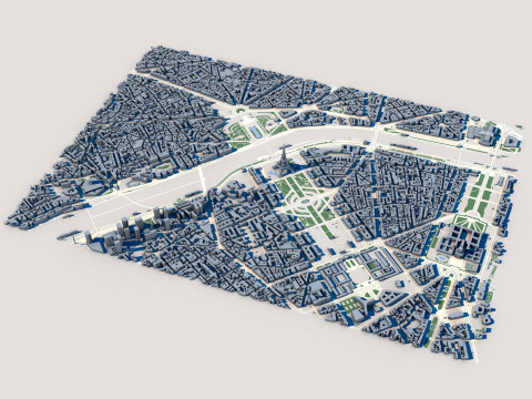 Cityscape Paris France Modello 3D
