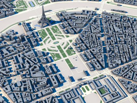 Cityscape Paris France Modello 3D