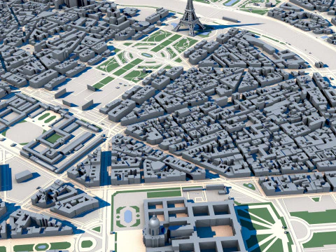Cityscape Paris France 3D Model