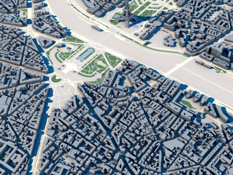 Cityscape Paris France Modello 3D