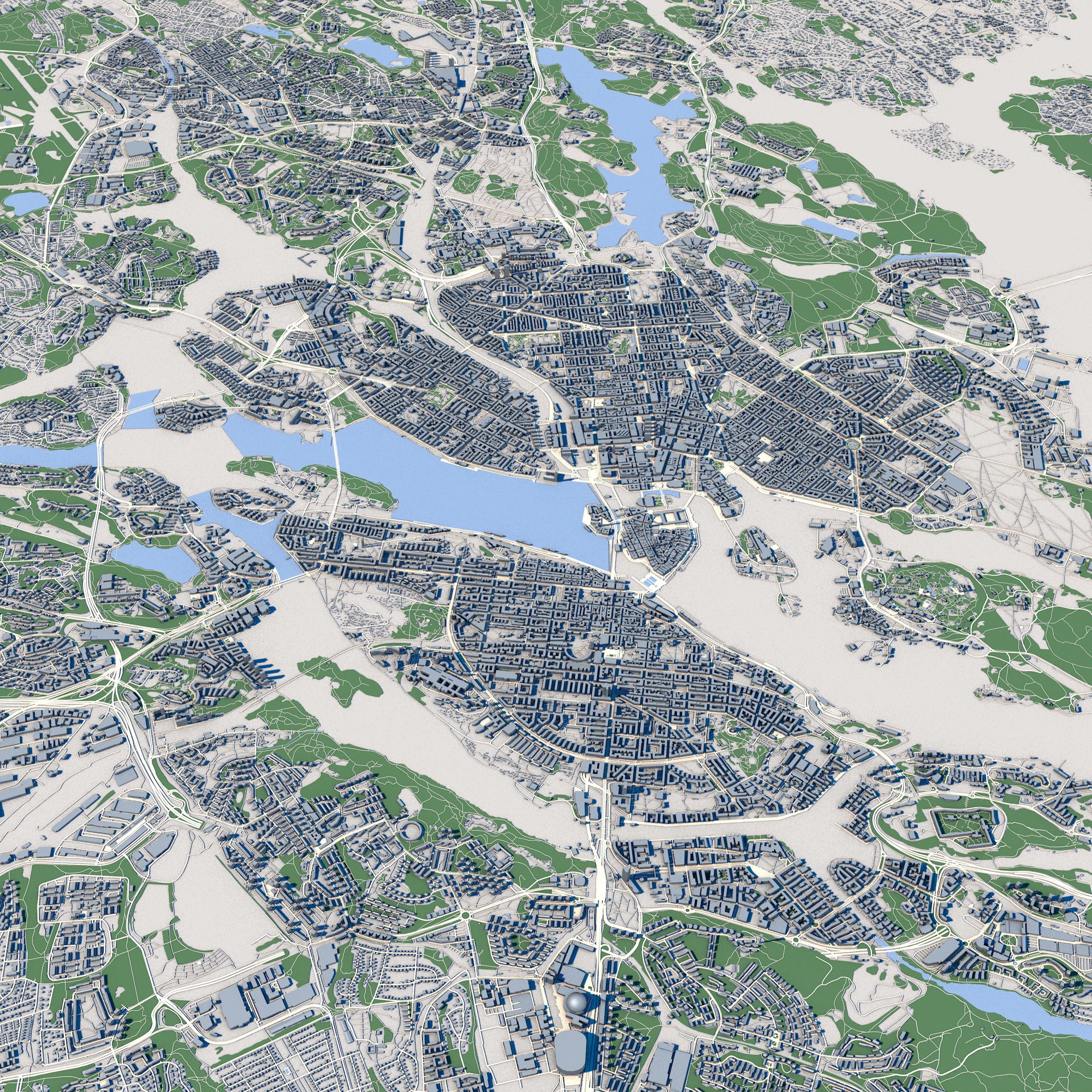 Stockholm City Sweden 3D Model .c4d .max .obj .3ds .fbx .stl .blend 