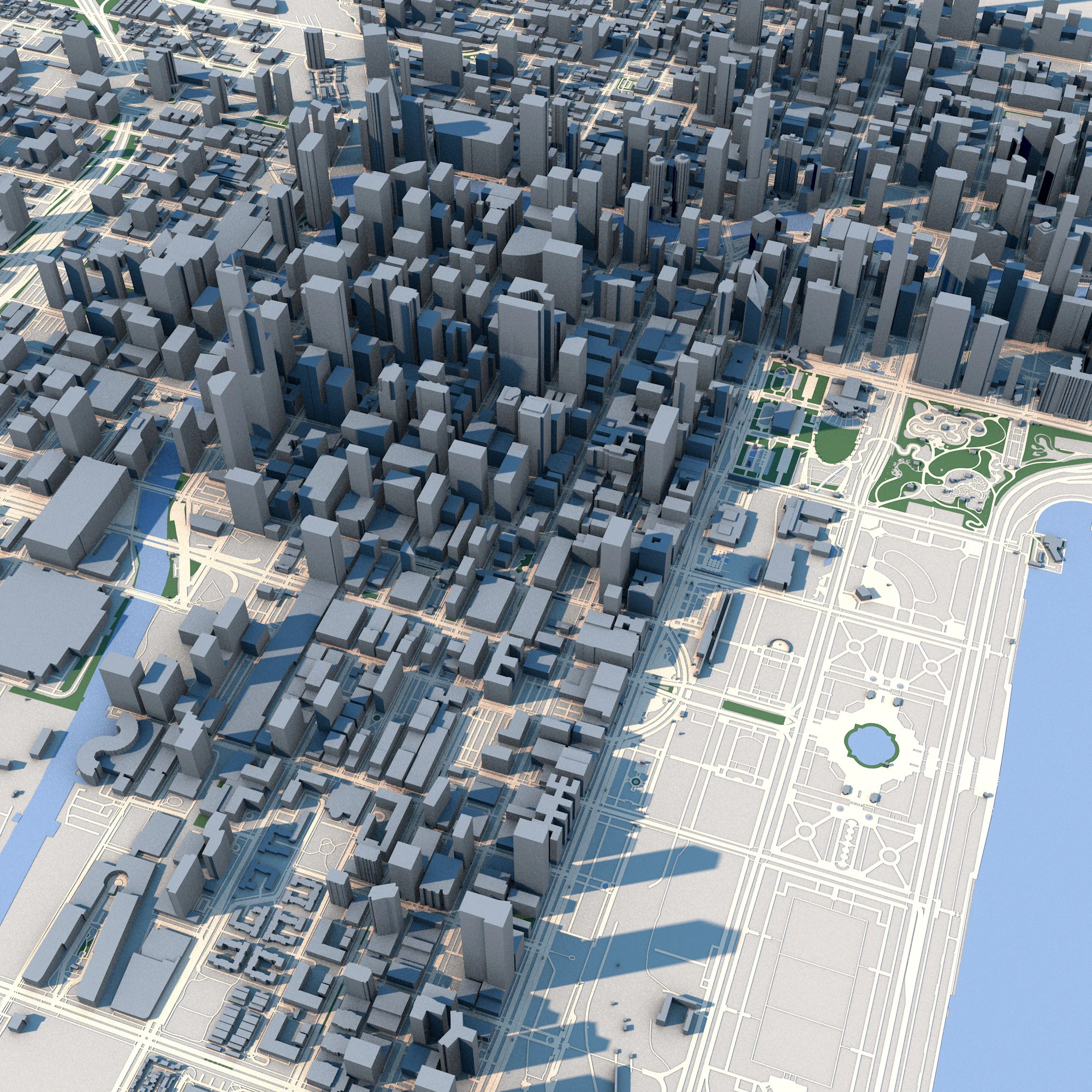 Chicago City in Illinois United States 3D Model .c4d .max .obj .3ds .fbx .stl .blend 