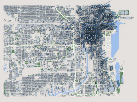 Chicago City in Illinois United States 3D Model