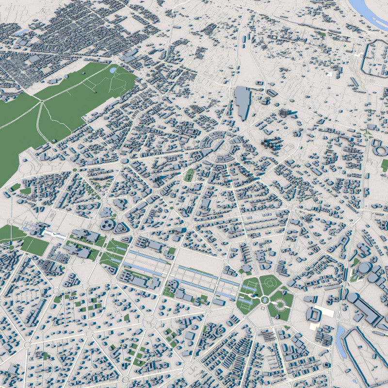 New Delhi City India 3D Модель .c4d .max .obj .3ds .fbx .stl .blend