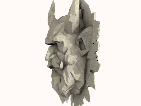 Green Man with Horns and a Beard Low Poly 3D Model
