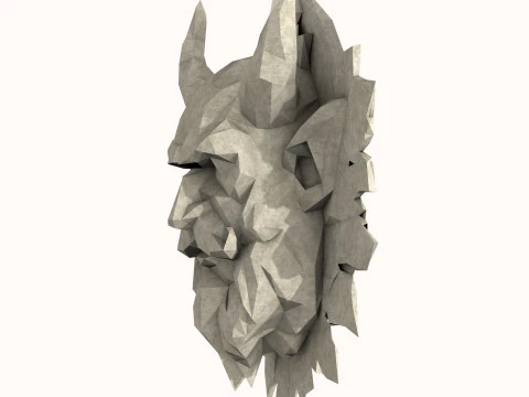 Green Man with Horns and a Beard Low Poly 3D Model