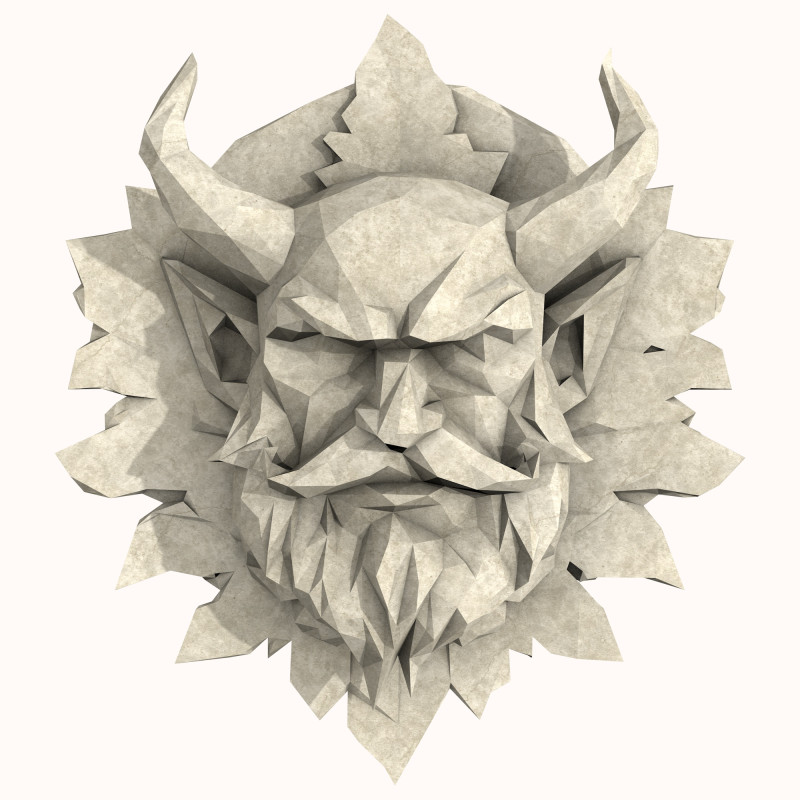 Green Man with Horns and a Beard Low Poly 3D Model .c4d .max .obj .3ds .fbx .stl .blend 
