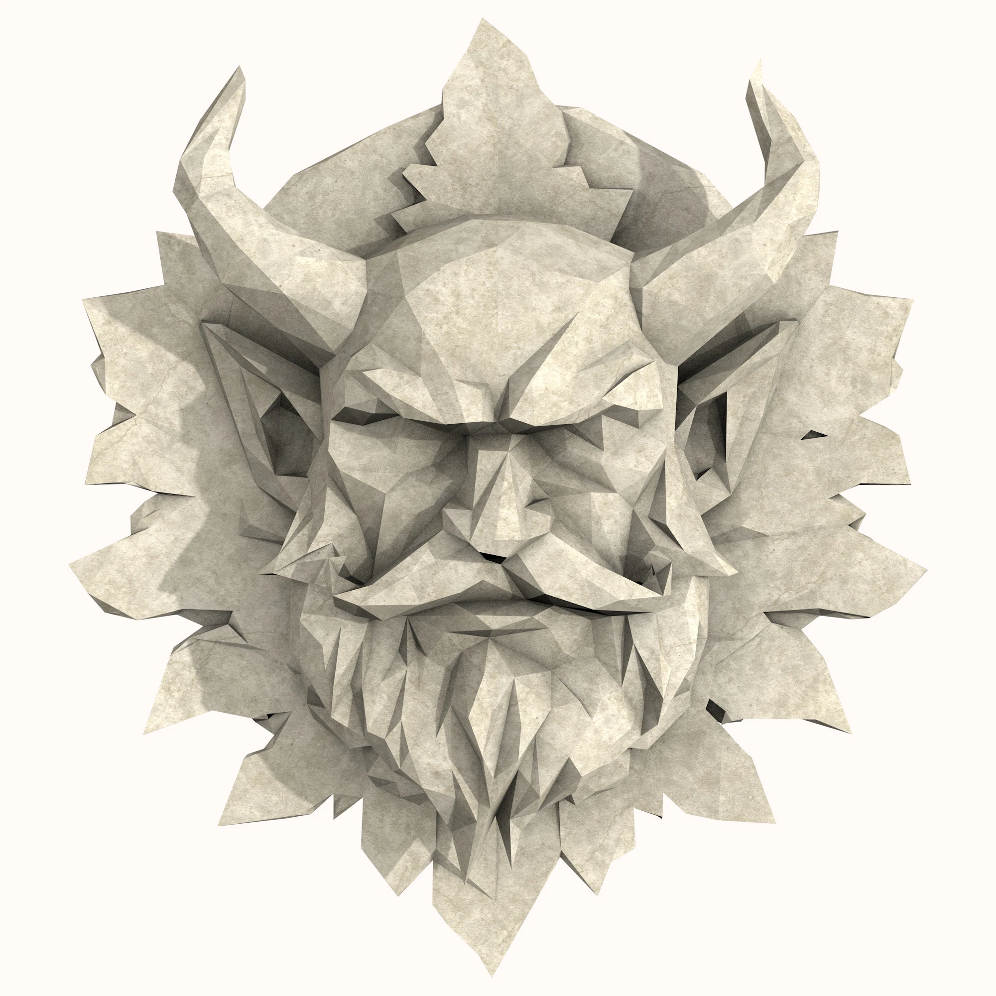 Green Man with Horns and a Beard Low Poly 3D Model .c4d .max .obj .3ds .fbx .stl .blend 