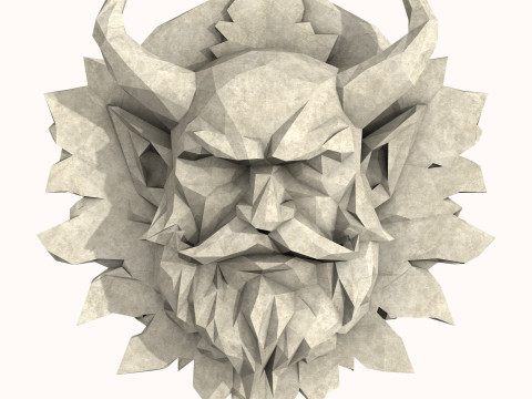 Green Man with Horns and a Beard Low Poly 3D Модель