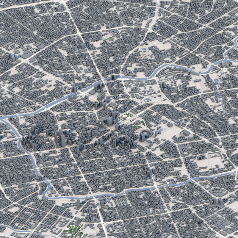 Chengdu City China 3Dモデル .c4d .max .obj .3ds .fbx .stl .blend