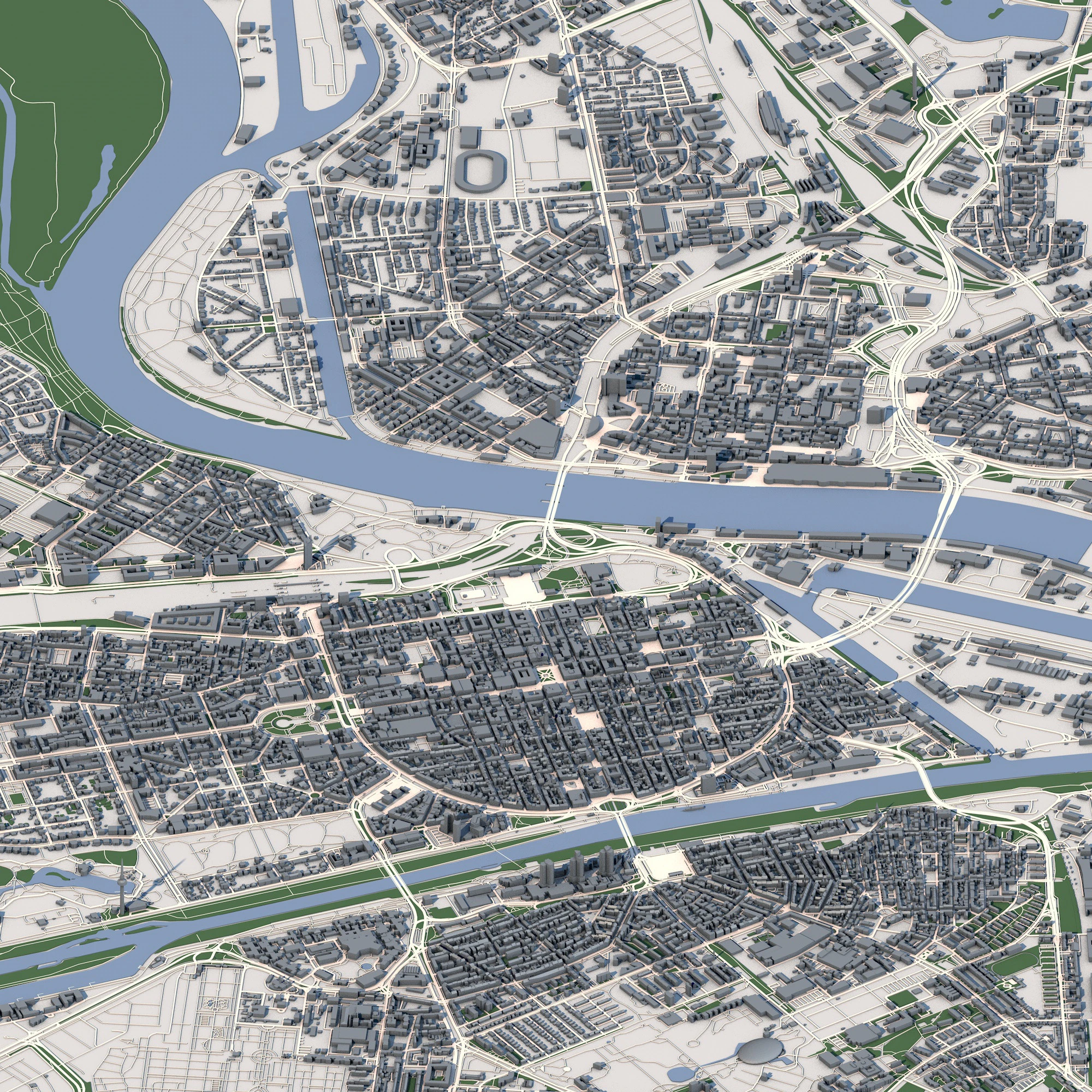 Mannheim City Germany 3D Model .c4d .max .obj .3ds .fbx .stl .blend