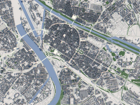 Mannheim City Germany 3D Model